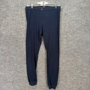 Free People Pants Women Medium Blue Ribbed Knit Jogger Legging Pajamas Lounge